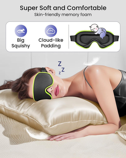 Sleep Mask for Men Women: Blackout Eye Masks for Sleep - 3D Breathable Soft Comfortable Eye Mask for Travel - Adjustable Light Blocking Night Masks for Sleeping